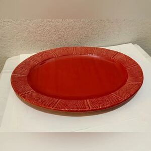 BIA Cordon Bleu 16 inch Red Cable Knit Oval Platter G22